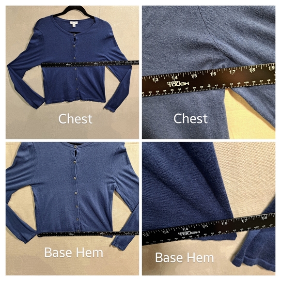 J.Jill Women Small Blue Cotton Bamboo Viscose Long Sleeve Button Up Cardigan - Picture 5 of 9